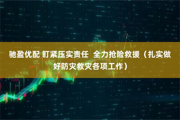 驰盈优配 盯紧压实责任  全力抢险救援（扎实做好防灾救灾各项工作）